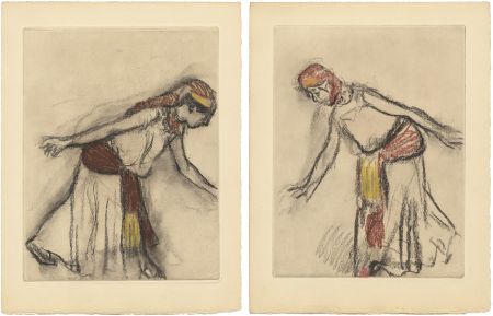 エッチングと　アクチアント Degas - Danseuse orientale : 2 études (vers 1890)