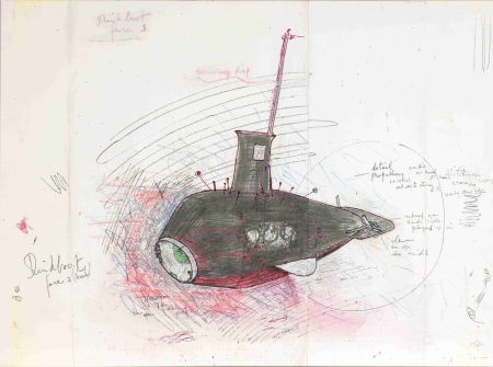 シルクスクリーン Panamarenko - De Duikboot : project Panamarenko faze III XL