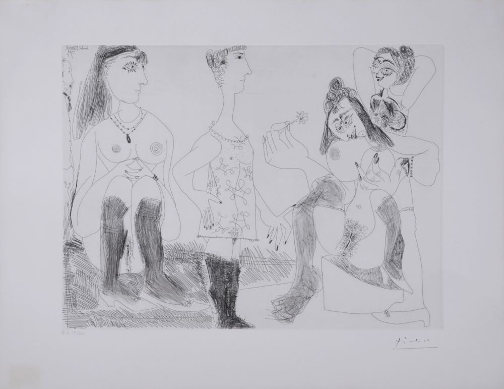 彫版 Picasso - Degas songeant, filles entre elles
