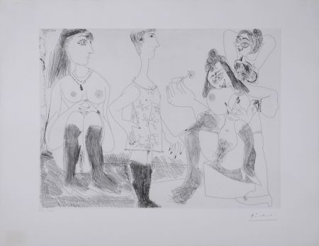 彫版 Picasso - Degas songeant, filles entre elles