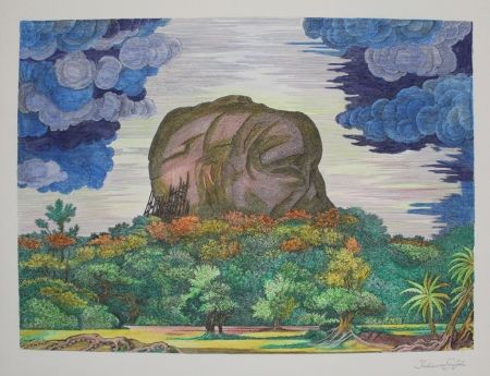 リトグラフ Von Gugel - Der Fels von Sigiriya bei Tag / The Rock of Sigiriya at Daytime