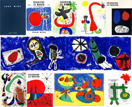 挿絵入り本 Miró - DERRIÈRE LE MIROIR n° 14-15 (Nov-Décembre 1948) + n° 29-30 (Mai 1950) + n° 57-58-59 (Juin 1953) + n° 87-88-89 MIRO ARTIGAS (Juin-Juillet-Août 1956). 25 LITHOGRAPHIES ORIGINALES. ALBUM MAEGHT ORIGINAL.