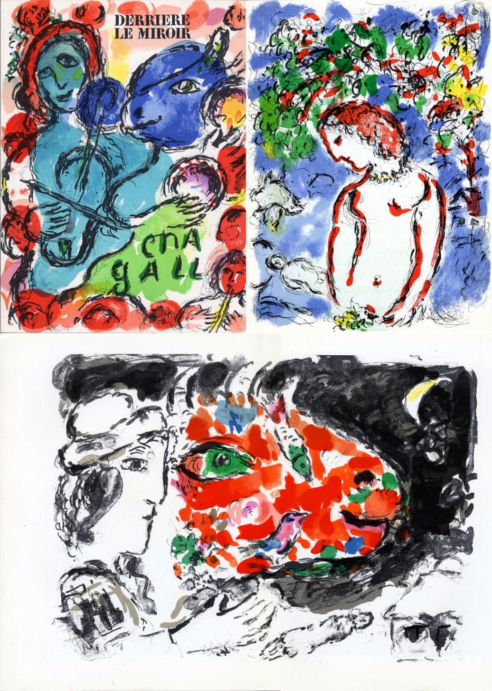 挿絵入り本 Chagall - Derrière Le Miroir n° 198 - CHAGALL. Exposition de 31 peintures. 3 LITHOGRAPHIES ORIGINALES (1972)