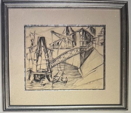 技術的なありません Oelze -  Dessin Le Port 1920 - BAUHAUS Surréalisme