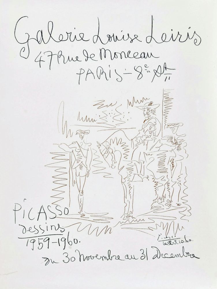 リトグラフ Picasso - '' Dessins 1959-1960 ''  -  Galerie Louise LEIRIS
