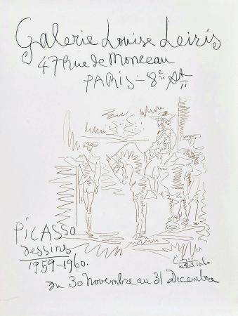 リトグラフ Picasso - '' Dessins 1959-1960 ''  -  Galerie Louise LEIRIS