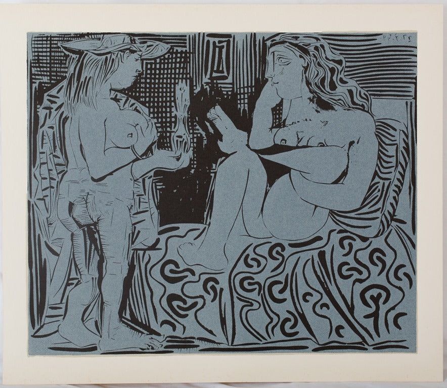 リノリウム彫版 Picasso - Deux femmes au flacon de parfum