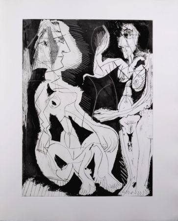 アクチアント Picasso - Deux femmes au miroir, 1966 - A fantastic original etching (Aquatint) by the Master!