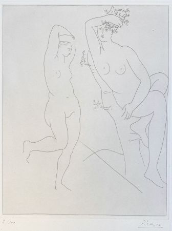 彫版 Picasso - Deux Femmes nues dans un Arbre