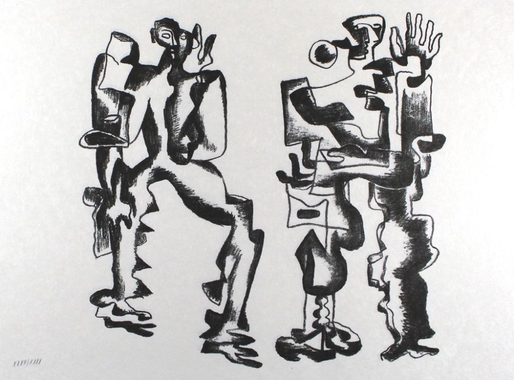 リトグラフ Zadkine - Deux figures