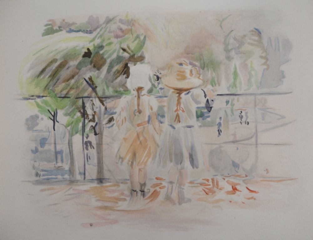リトグラフ Morisot - Deux fillettes au Jardin des Tuileries