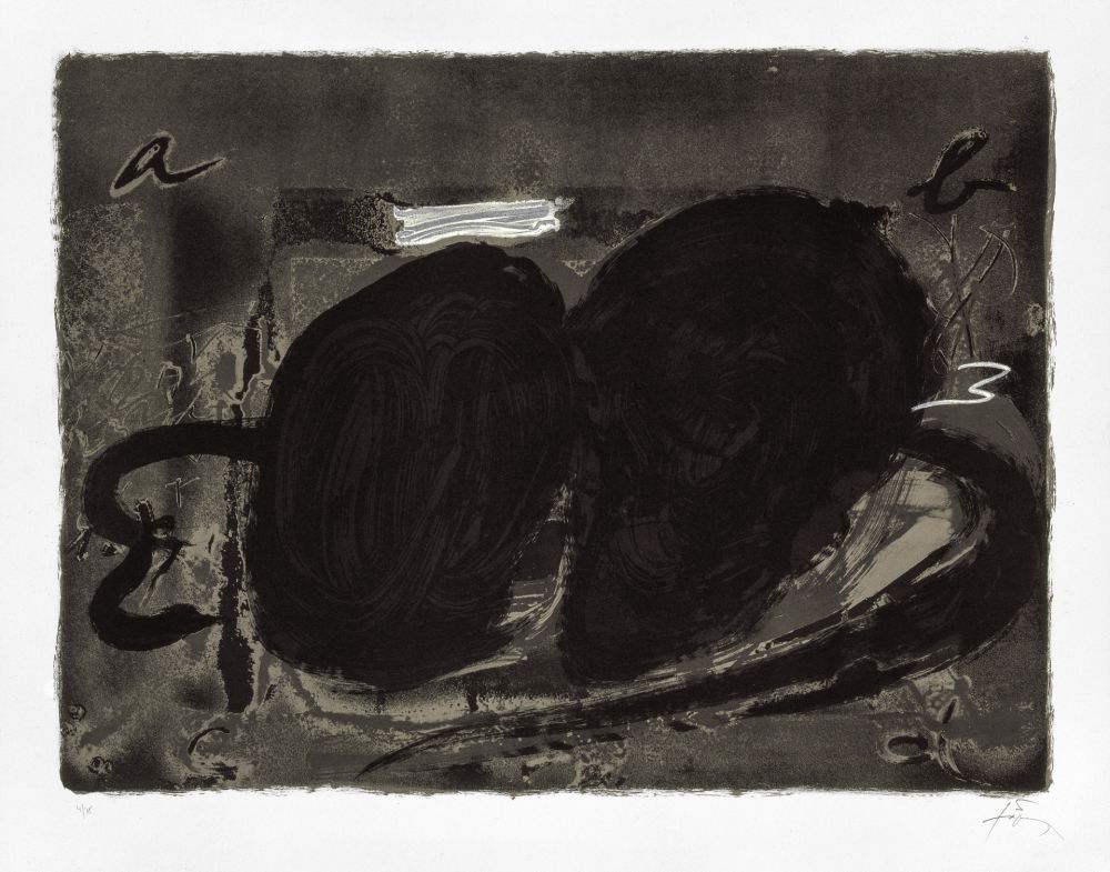 リトグラフ Tàpies - Deux trous 