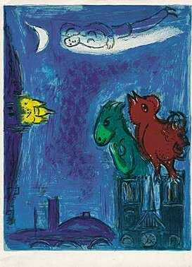 リトグラフ Chagall - Die Scheusale von Notre-Dame