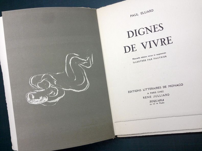 挿絵入り本 Fautrier - DIGNES DE VIVRE. Lithographies de Fautrier. 1944