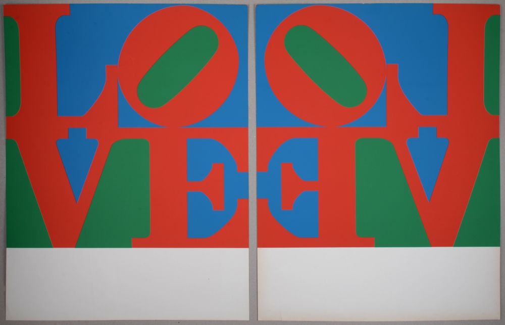 シルクスクリーン Indiana - Diptych, from LOVE Wall (LOVE Frieze), 1967 - Hand-signed