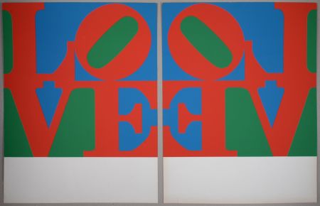 シルクスクリーン Indiana - Diptych, from LOVE Wall (LOVE Frieze), 1967 - Hand-signed