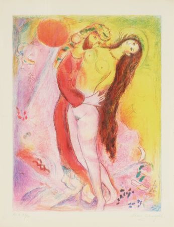 リトグラフ Chagall - Disrobing Her with His Own Hand..., from Four Tales from the Arabian Nights