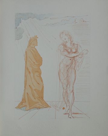 木版 Dali - Divine Comédie, Enfer 2, Virgile réconforte Dante