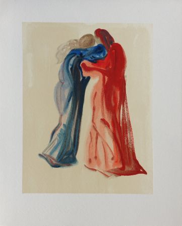 木版 Dali - Divine Comédie, Purgatoire 29, Dante et Béatrice