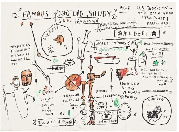 シルクスクリーン Basquiat -  Dog Leg Study