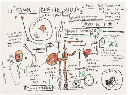 シルクスクリーン Basquiat -  Dog Leg Study