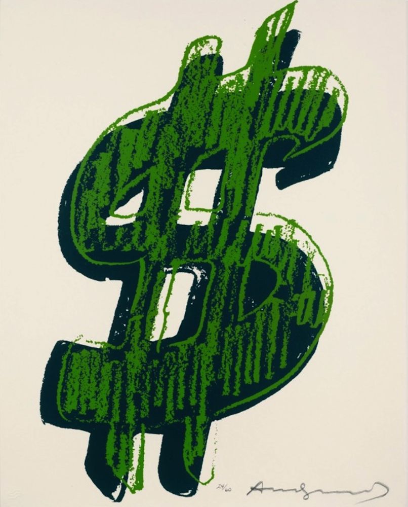 シルクスクリーン Warhol -  Dollar Sign, Green (FS II.278)