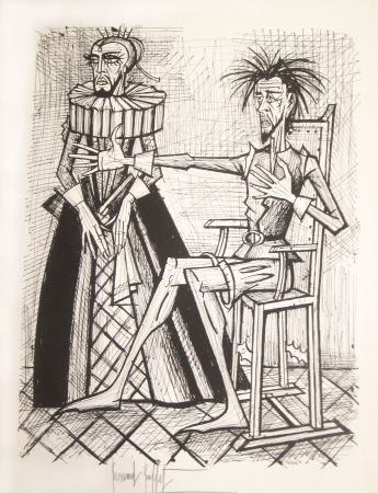 リトグラフ Buffet - Don Quichotte et la duègne barbue