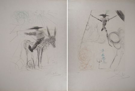 彫版 Dali - Don Quichotte et Sancho Panza (2 gravures)