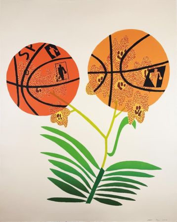 リトグラフ Wood - Double Basketball Orchid (State I)