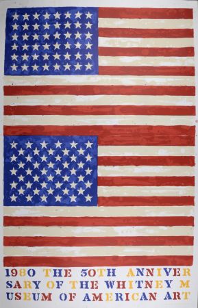 リトグラフ Johns - Double Flags, The 50th Anniversary of the Whitney Museum of American Art, 1979-1980