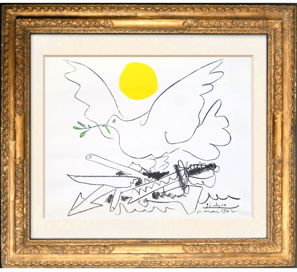 リトグラフ Picasso - Dove with yellow sun (Colombe au Soleil)