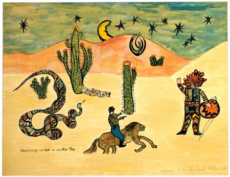 リトグラフ De Saint Phalle - Dreaming under a cactus tree