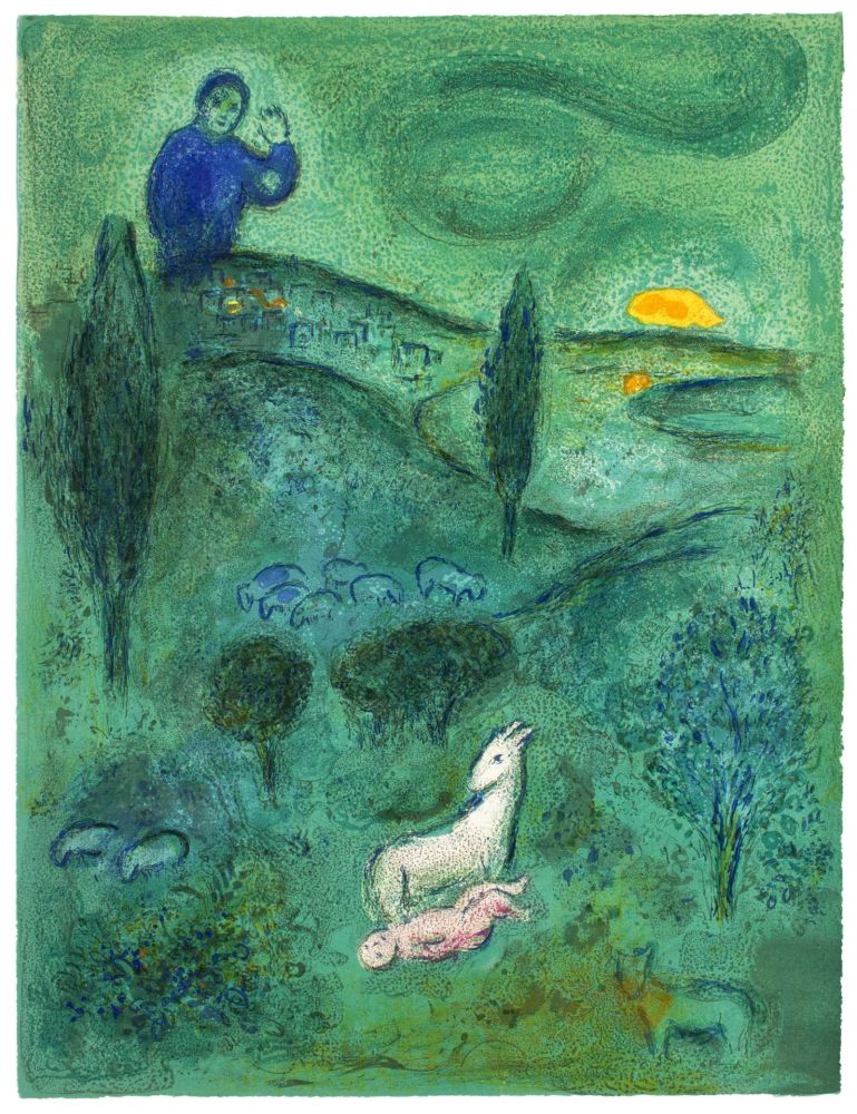 リトグラフ Chagall - DÉCOUVERTE DE DAPHNIS PAR LAMON (de Daphnis et Choé. 1961)