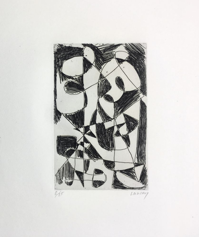 エッチング Lanskoy - DÉDALE. Gravure pour l'affiche de Pierre Lecuire (1960)
