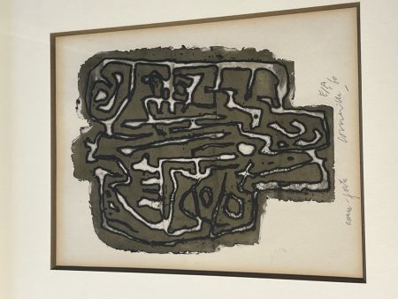 エッチング Corneille - Eau-forte Signes dans la Pierre, 1959. Atelier Stanley William Hayter