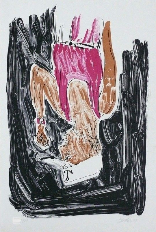 リトグラフ Baselitz - Einer malt mein Porträt (Someone paints my portrait)