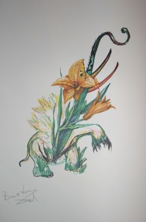 リトグラフ Dali -  Elephant Lily (surrealistic flowers)