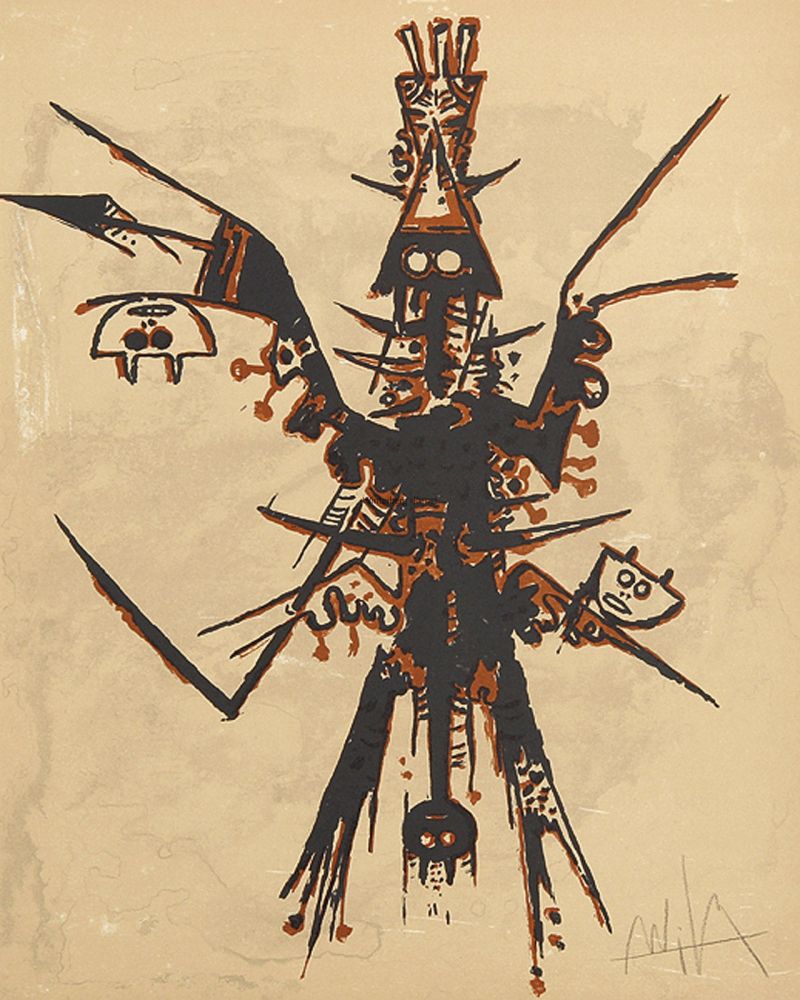 リトグラフ Lam - Eloge rupestre de Miró