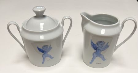 セラミック Corneille - Ensemble sucrier + Pot à lait L'Ange d'après Rubens, Porcelaine de Limoges, 2002