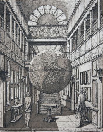 エッチングと　アクチアント Desmazières - Entrance Hall with a Globe