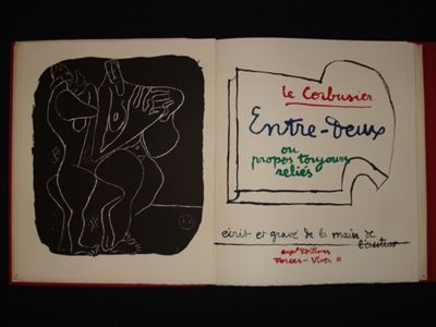 リトグラフ Le Corbusier - Entre-deux ou propos toujours réliés, écrit et gravé de la main de l'auteur.