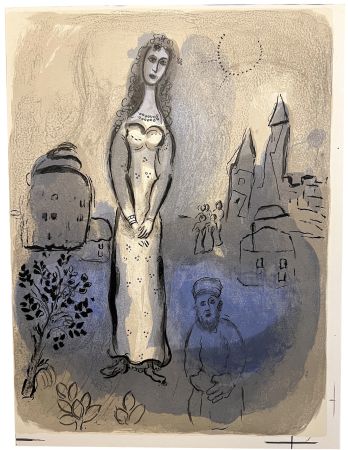 リトグラフ Chagall - ESTHER  (Dessins pour la Bible, 1960)