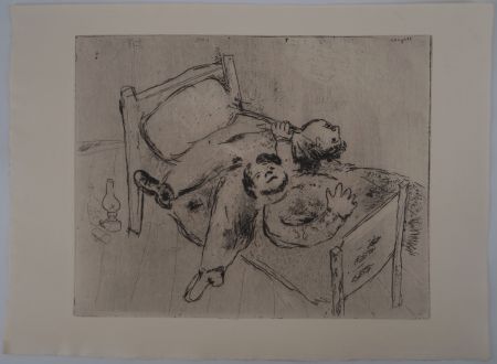 彫版 Chagall - Etendus sur le lit