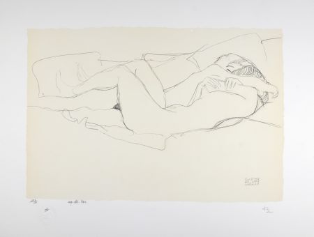 リトグラフ Klimt - Etude pour le serpent d'eau / 2 femmes enlacées, 1905 | Study for Water Snakes / Two women embracing, 1905 