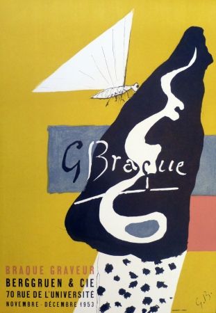 リトグラフ Braque - Exposition galerie Berggruen 1953