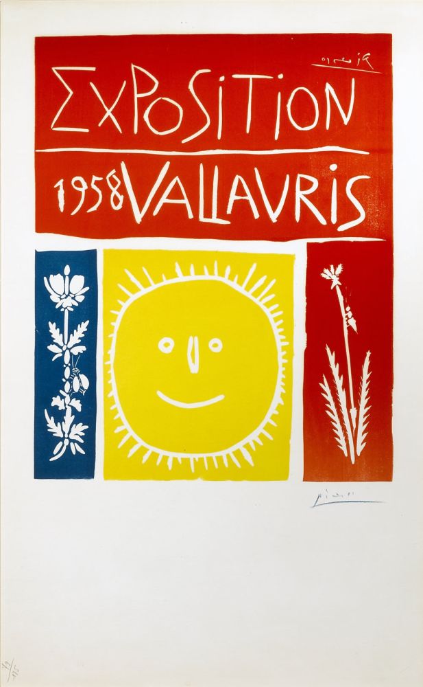 リノリウム彫版 Picasso - Exposition Vallauris 1958