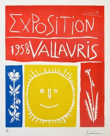 リノリウム彫版 Picasso - Exposition Vallauris, 1958