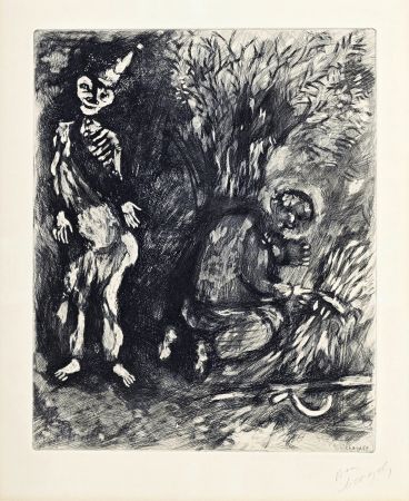 彫版 Chagall - Fables de la Fontaine : La mort et le bucheron, 1952