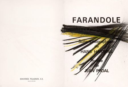 リトグラフ Hartung - Farandole. Avec un pastel original. 