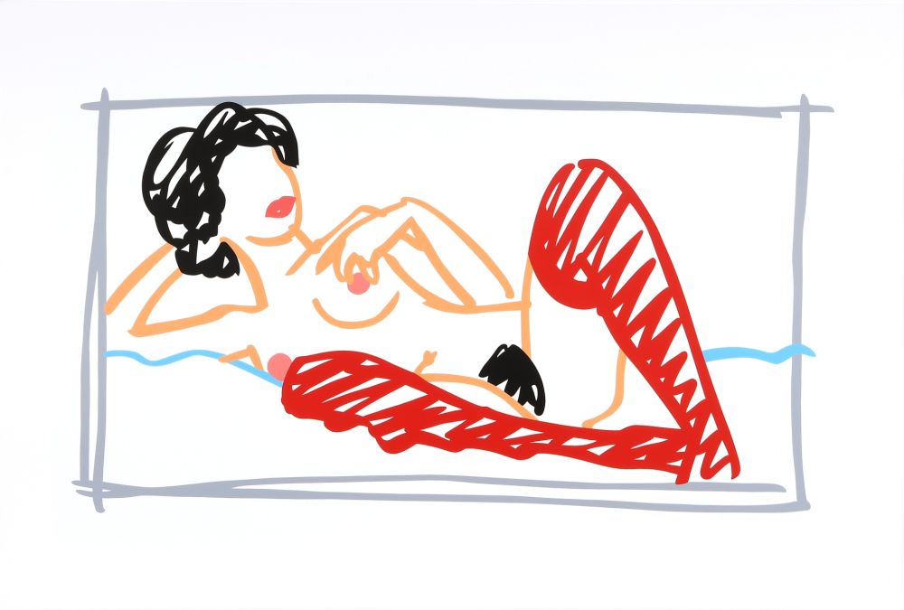 シルクスクリーン Wesselmann - Fast Sketch Red Stocking Nude